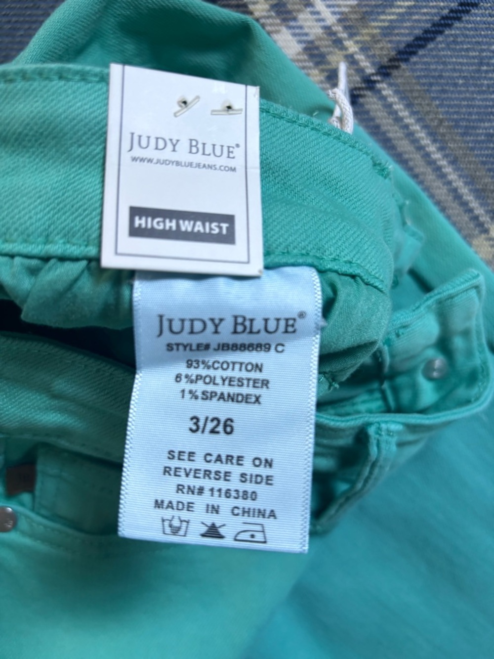 NWT JUDY BLUE high rise garment dyed slim jeans in aquamarine - Picture 11 of 14